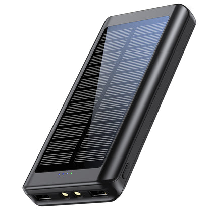 QC86S Solar Power Bank Ultra-thin Portable Charger 16000mAh Large Capacity External Battery Pack with LED Flashlight