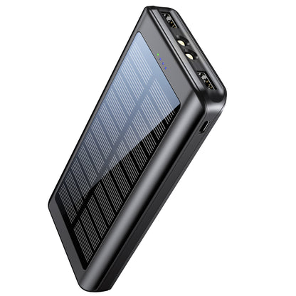 QC86S Solar Power Bank Ultra-thin Portable Charger 16000mAh Large Capacity External Battery Pack with LED Flashlight