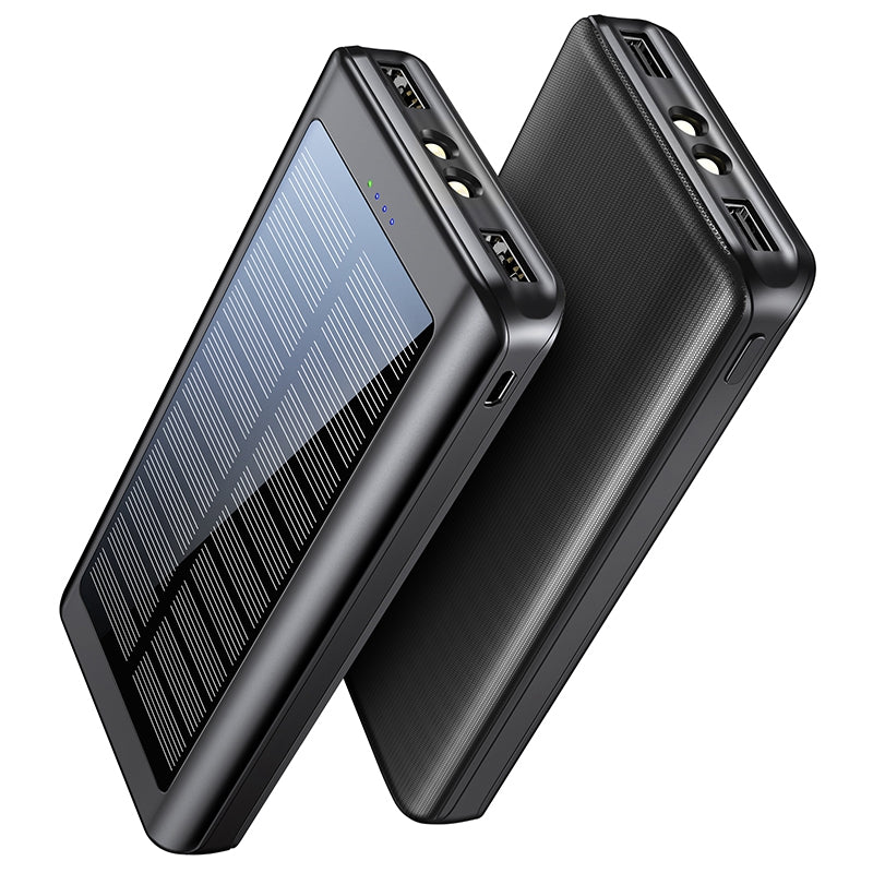 QC86S Solar Power Bank Ultra-thin Portable Charger 16000mAh Large Capacity External Battery Pack with LED Flashlight