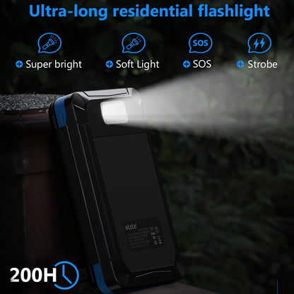 YZ-820W Outdoor Portable Charger Folding 15000mAh Solar Power Bank External Battery Pack with Camping Emergency Light