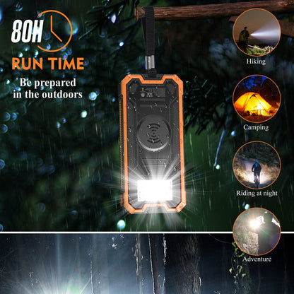 YD-888W Waterproof Solar Power Bank 10000mAh Portable Wireless Charger External Battery Pack with Emergency Light