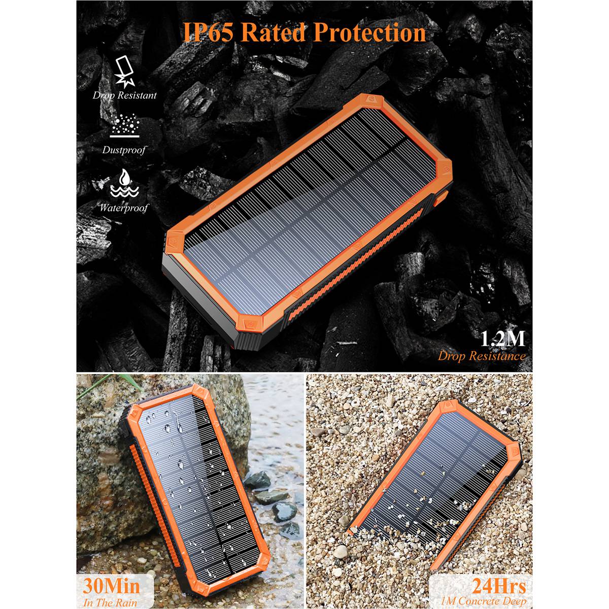 YD-888W Waterproof Solar Power Bank 10000mAh Portable Wireless Charger External Battery Pack with Emergency Light