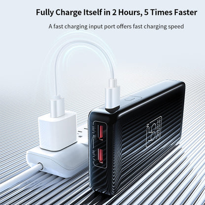 XUNDD XDCH-031 20000mAh 65W Portable Dual USB + 1 Type-C Ports Power Bank Phone Charger External Battery with Digital Display