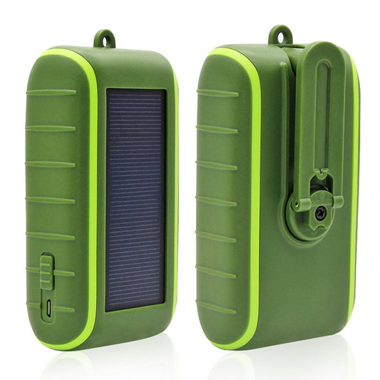 073 Portable Solar Hand Crank 6000mAh Dual USB Power Bank Outdoor Emergency Phone Charger External Battery