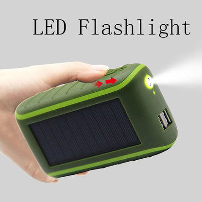 073 Portable Solar Hand Crank 6000mAh Dual USB Power Bank Outdoor Emergency Phone Charger External Battery