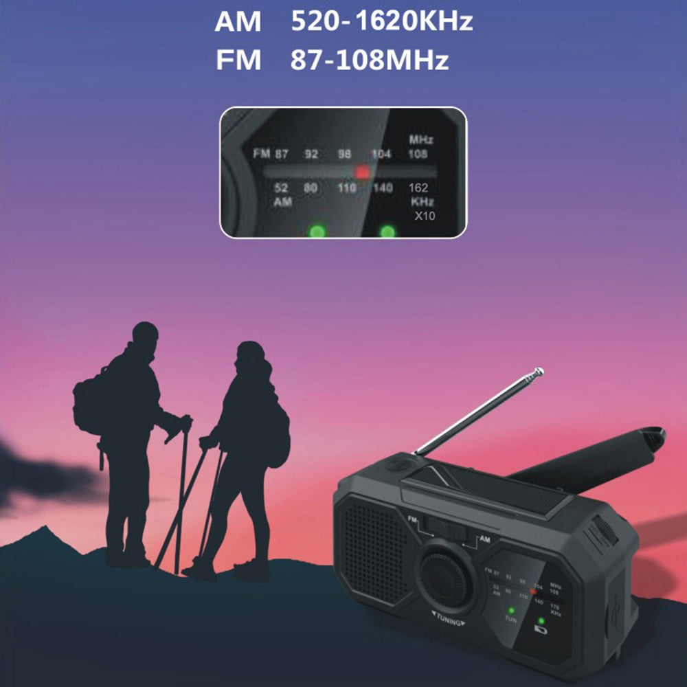 SY-366 Multifunction Emergency Weather AM / FM Radio Solar Hand Crank Power Bank SOS Alert Portable Radio with Flashlight (EU Version)