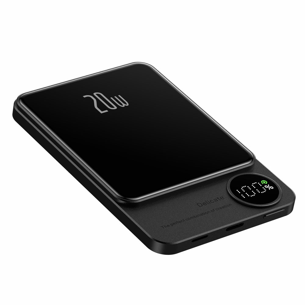 Q9 5000mAh Power Bank Magnetic Suction Slim Aluminum Alloy PD 20W Portable Wired Wireless Charger with Digital Display Screen