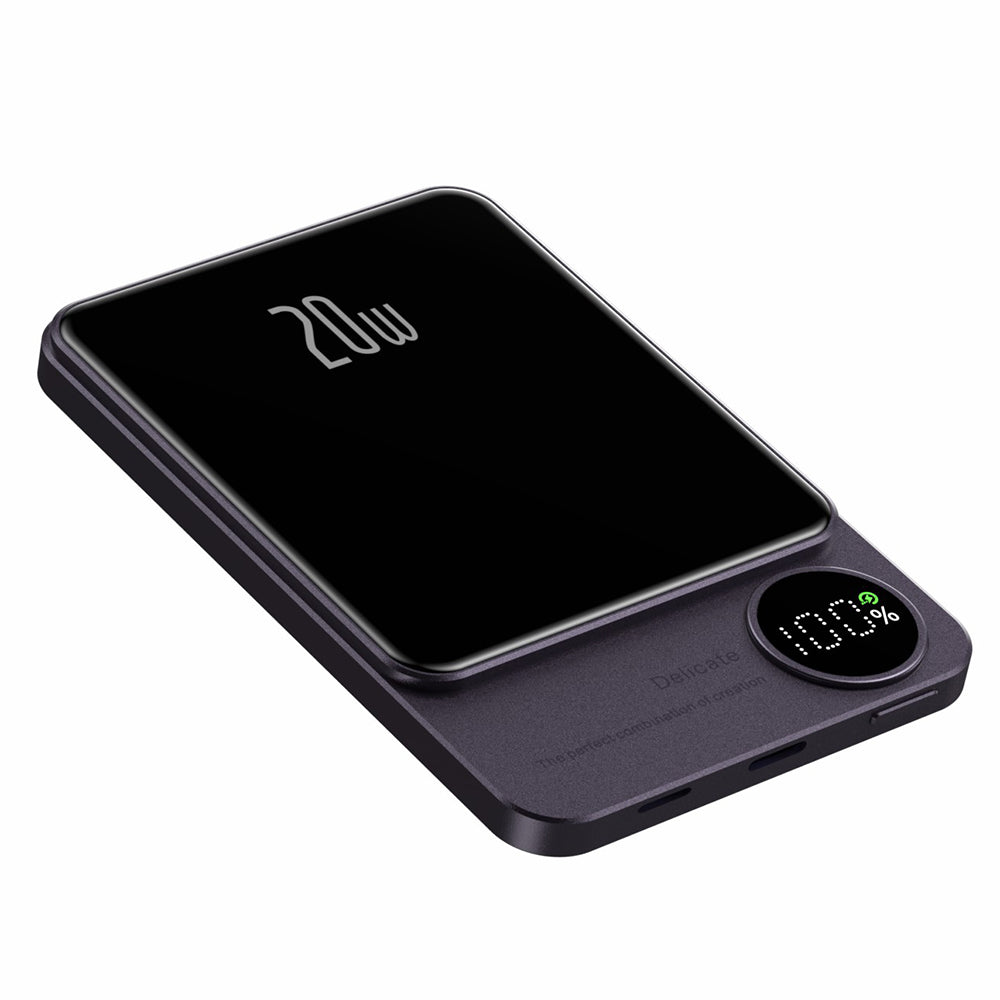 Q9 5000mAh Power Bank Magnetic Suction Slim Aluminum Alloy PD 20W Portable Wired Wireless Charger with Digital Display Screen