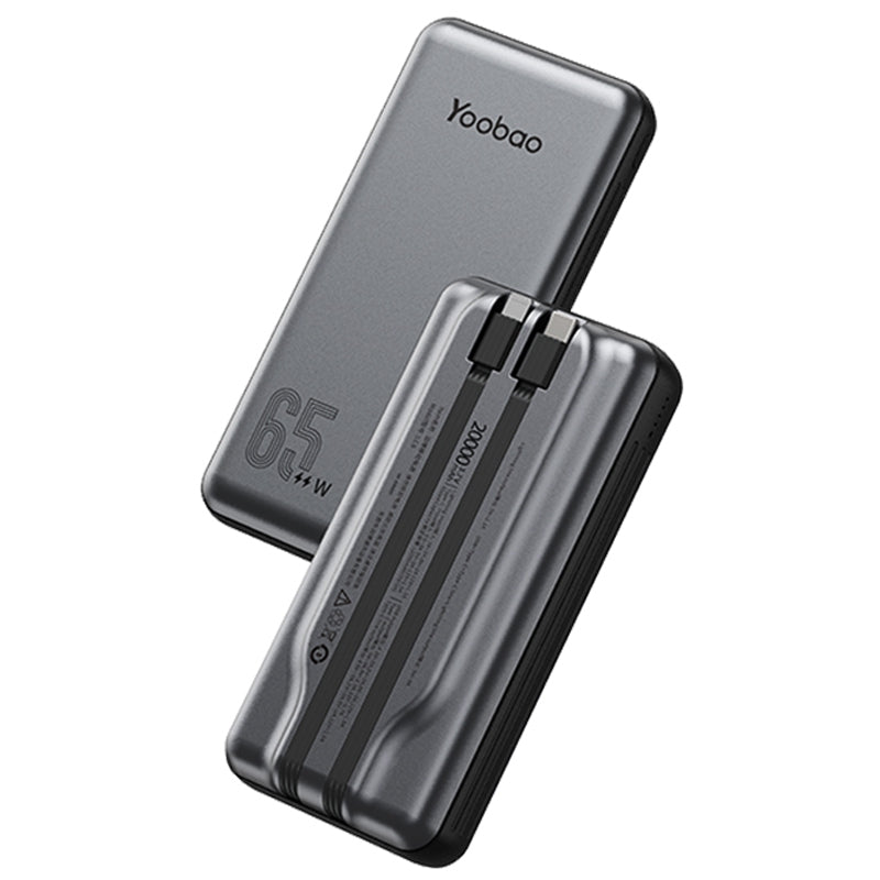 YOOBAO LC6-65W 20000mAh Portable Phone External Battery Power Bank Charger with Built-in Type-C / Lightning Cable