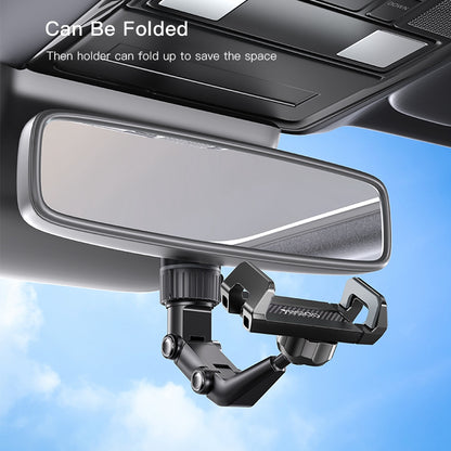 YESIDO C192 Clip-on Rotating Car Rearview Mirror Mount Adjustable Bracket for 4-6.7inch Phone Holder