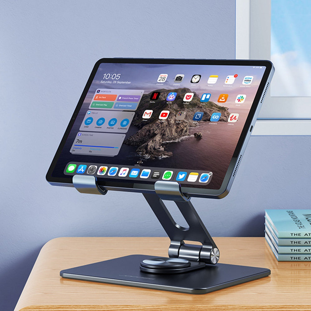 XIAOTIAN X59 Aluminum Alloy Desktop Tablet Stand Portable Folding Tablet Holder with Rotating Base