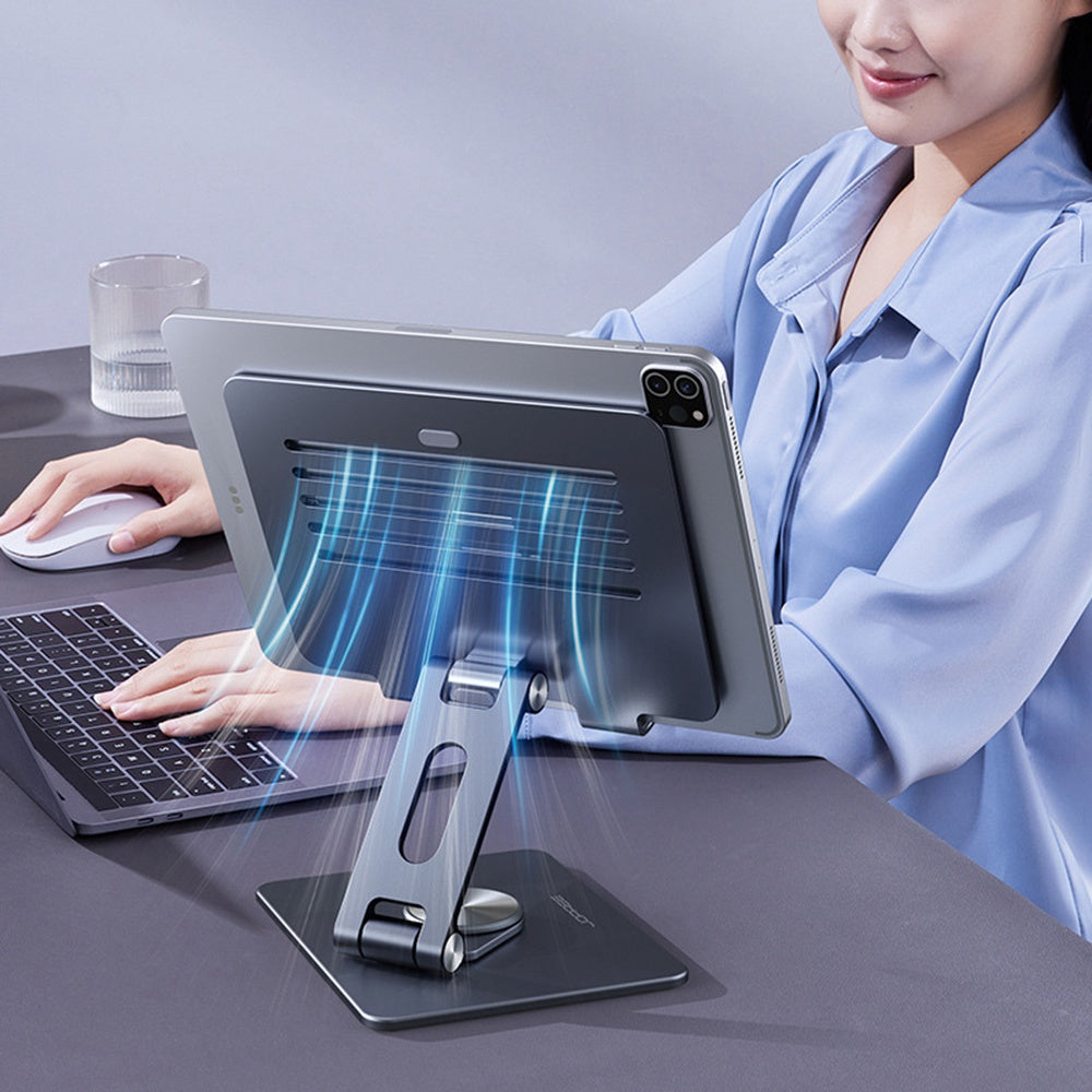 XIAOTIAN X59 Aluminum Alloy Desktop Tablet Stand Portable Folding Tablet Holder with Rotating Base