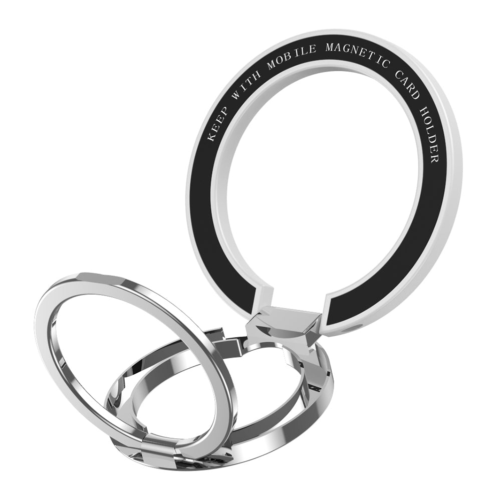 Magnetic Phone Ring Compatible with MagSafe, Double-axis Magnetic Metal Phone Grip Ring Holder with Adjustable Kickstand