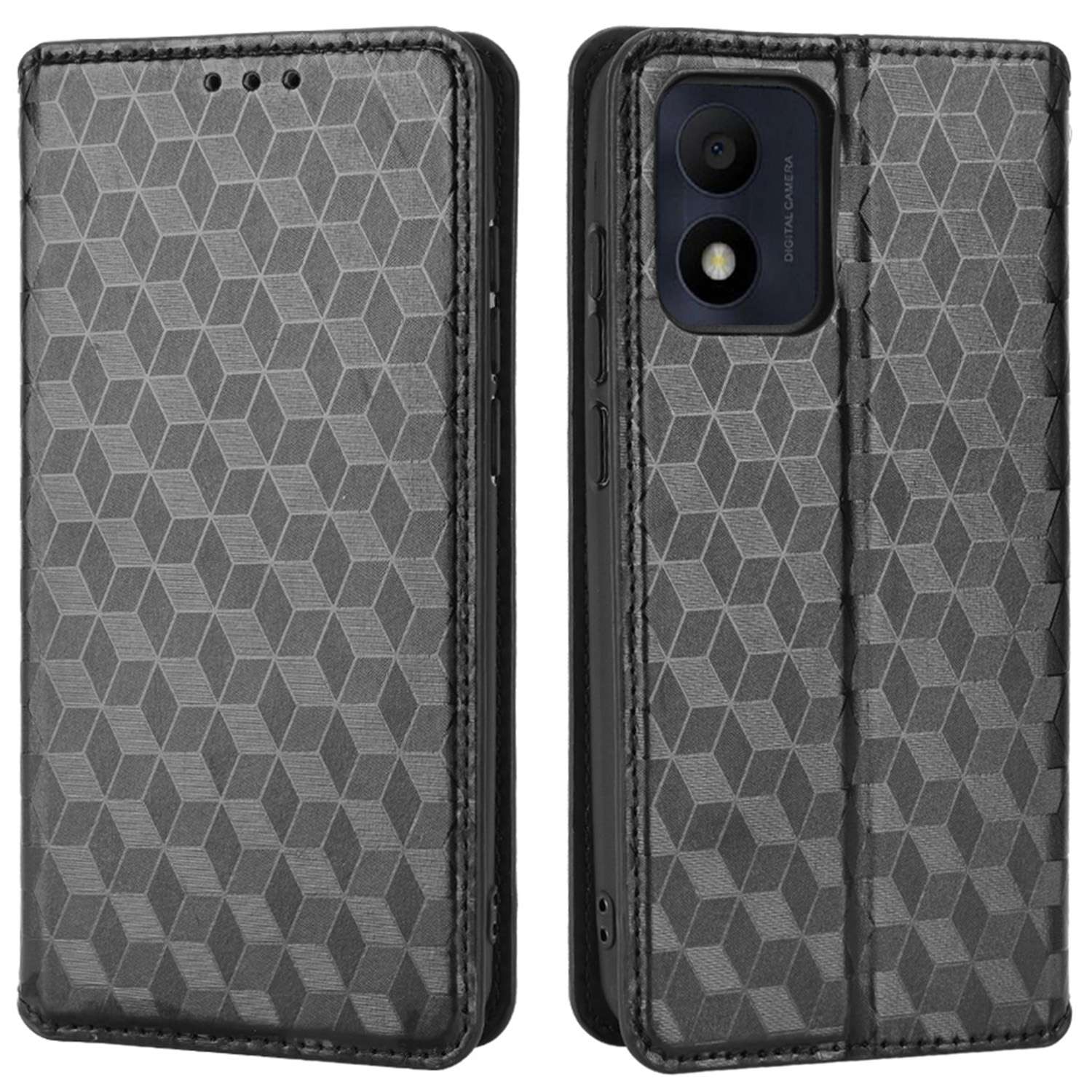 For Alcatel 1B (2022)/TCL 303 Drop-proof Phone Cover Rhombus Pattern Imprinted Flip Leather Wallet Case Stand with Magnetic Closure