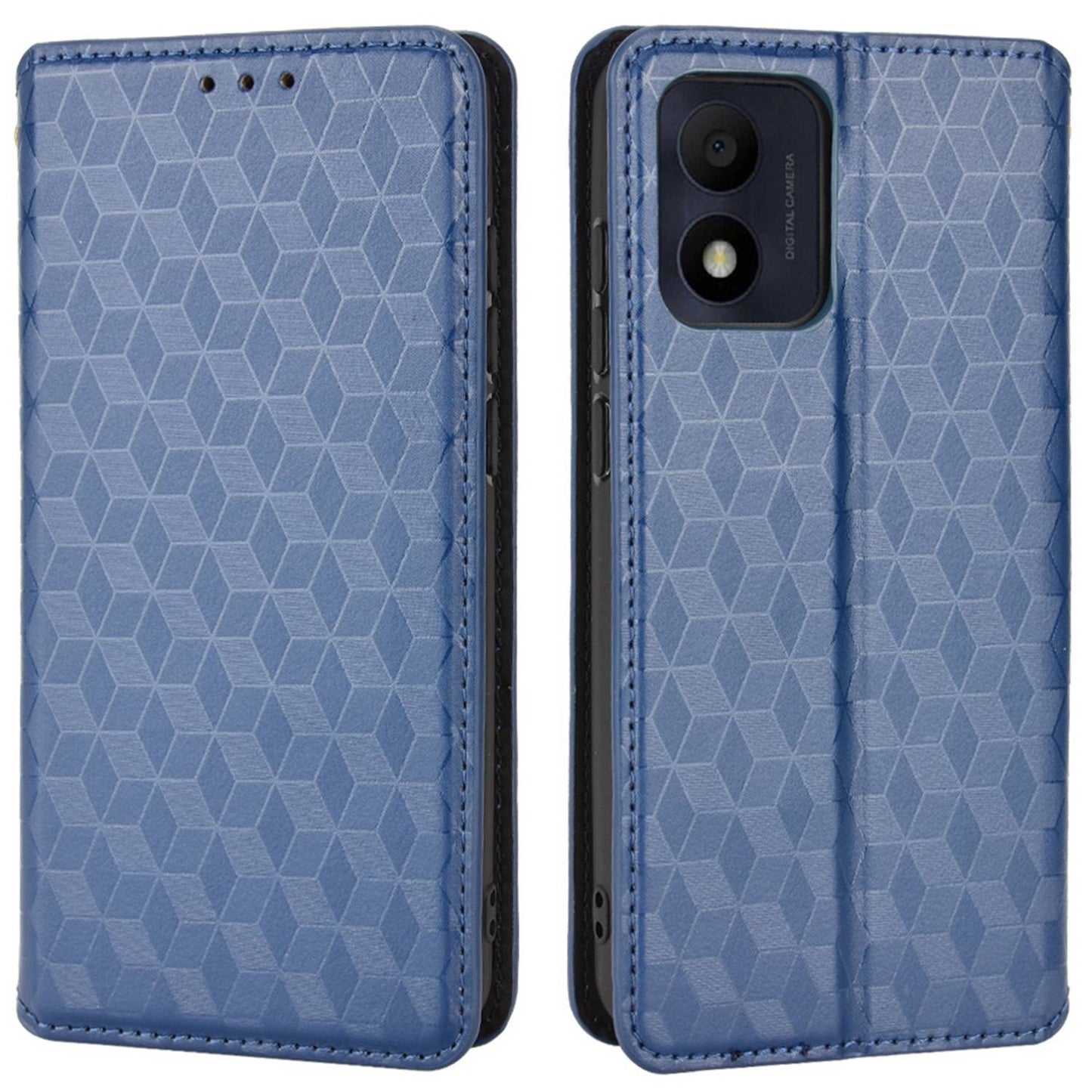 For Alcatel 1B (2022)/TCL 303 Drop-proof Phone Cover Rhombus Pattern Imprinted Flip Leather Wallet Case Stand with Magnetic Closure