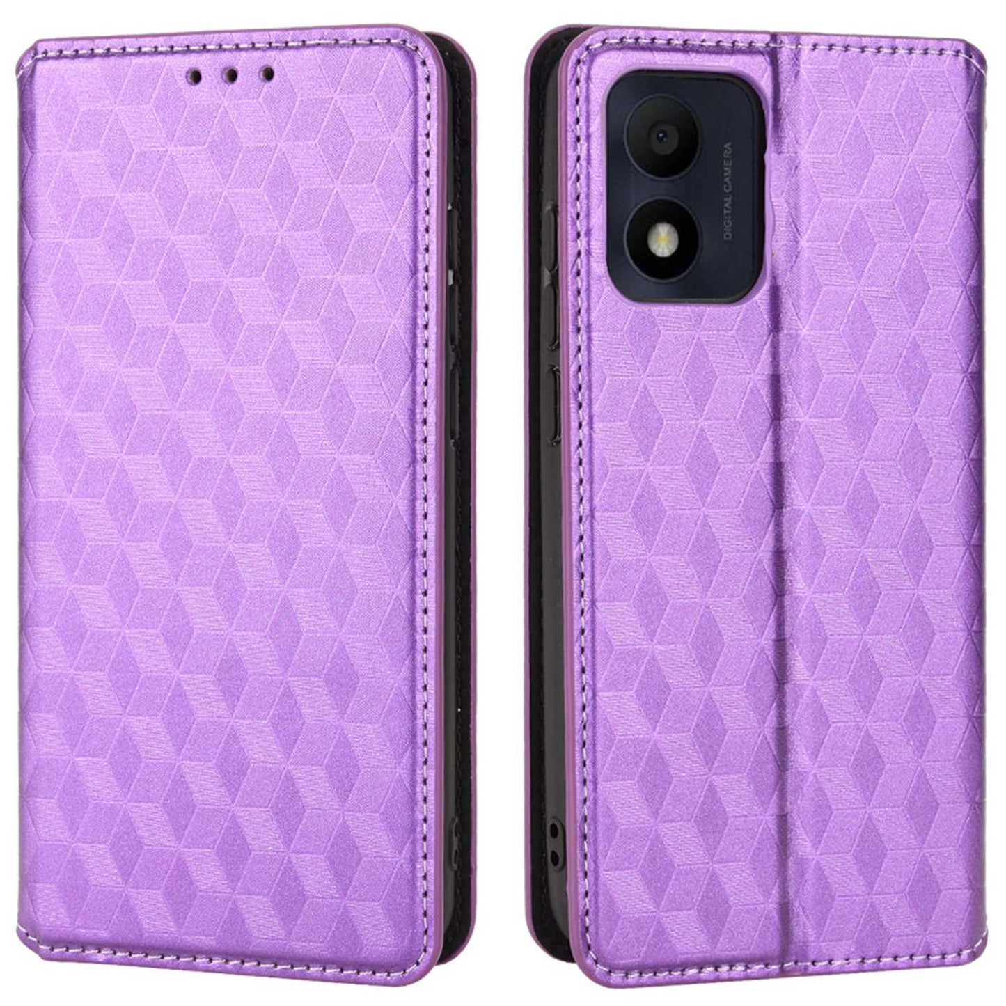 For Alcatel 1B (2022)/TCL 303 Drop-proof Phone Cover Rhombus Pattern Imprinted Flip Leather Wallet Case Stand with Magnetic Closure