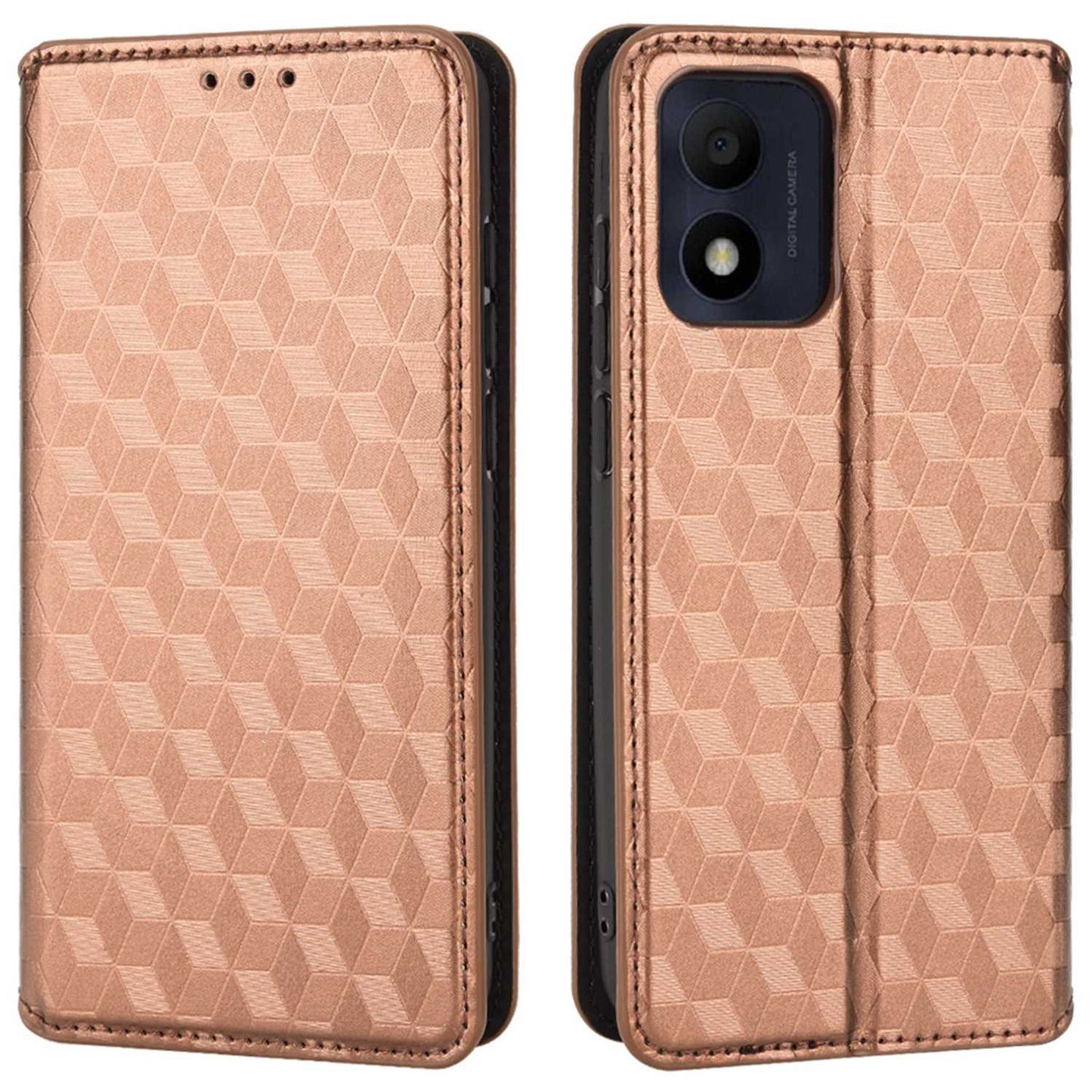 For Alcatel 1B (2022)/TCL 303 Drop-proof Phone Cover Rhombus Pattern Imprinted Flip Leather Wallet Case Stand with Magnetic Closure