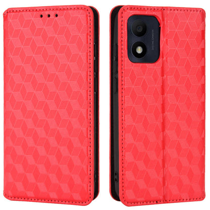 For Alcatel 1B (2022)/TCL 303 Drop-proof Phone Cover Rhombus Pattern Imprinted Flip Leather Wallet Case Stand with Magnetic Closure