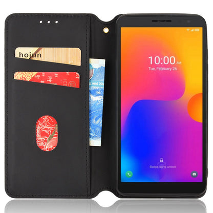 For Alcatel 1B (2022)/TCL 303 Drop-proof Phone Cover Rhombus Pattern Imprinted Flip Leather Wallet Case Stand with Magnetic Closure