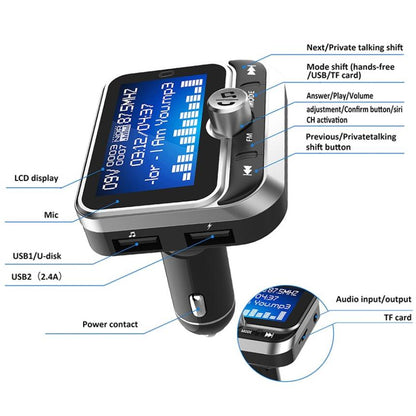 BC32 LCD Bluetooth MP3 Player Dual USB Car Charger FM Transmitter with Remote Control