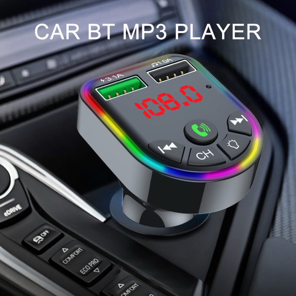 F5 Car Bluetooth 5.0 MP3 Player FM Transmitter Handsfree Audio Receiver Dual USB Fast Charger Support TF Card/U Disk