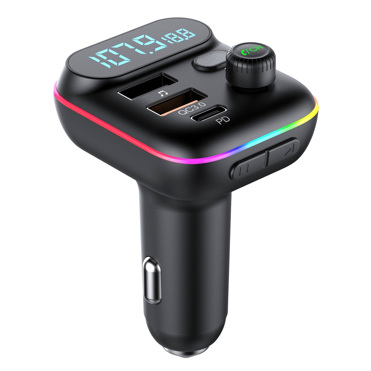 T70 Bluetooth 5.0 FM Transmitter USB PD 18W QC3.0 Fast Charging Adapter Music Player with Hands-free Calling for Car