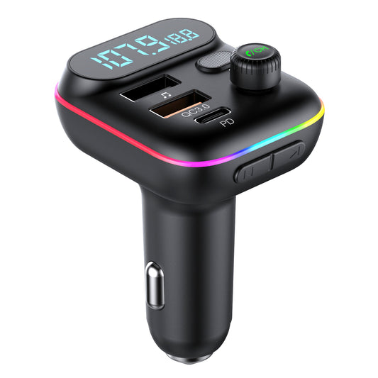 T70 Bluetooth 5.0 FM Transmitter USB PD 18W QC3.0 Fast Charging Adapter Music Player with Hands-free Calling for Car