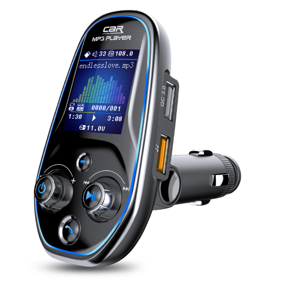 BT29A EQ FM Bluetooth Transmitter Car MP3 TF/U Disk Player with QC 3.0 + Type-C Fast Charging