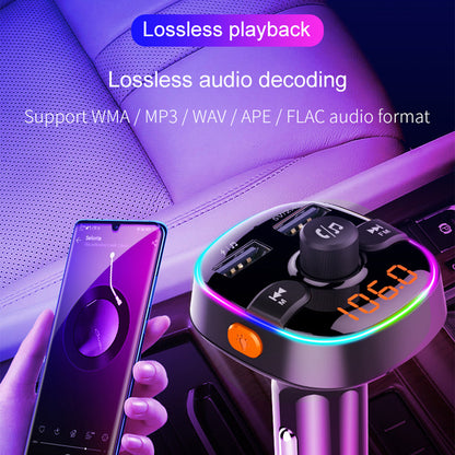 BC52L Car Bluetooth 5.0 FM Transmitter MP3 Audio Music Adapter Support TF Card/U-disk Dual USB Port Car Charger for Smartphone