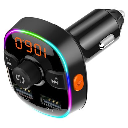 BC52L Car Bluetooth 5.0 FM Transmitter MP3 Audio Music Adapter Support TF Card/U-disk Dual USB Port Car Charger for Smartphone