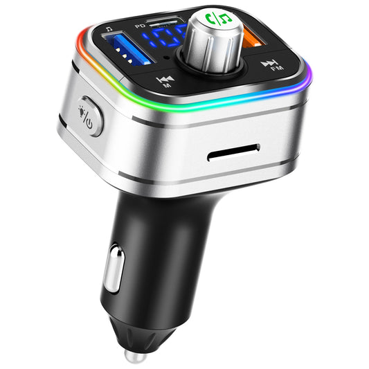 BC62 Car Bluetooth Charger Adapter FM Transmitter Hands-Free Call PD Fast Charging Car Charger with Atmosphere Light Voice Assistant