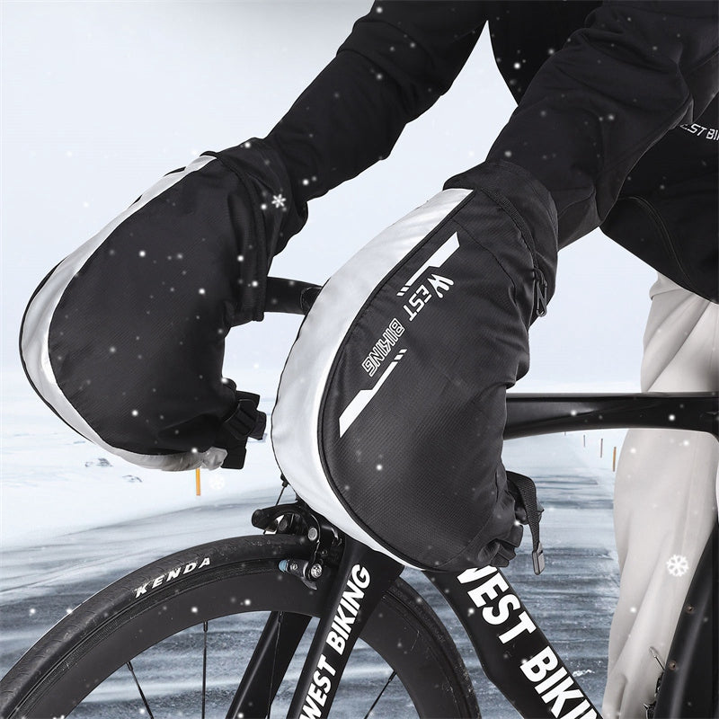 WEST BIKING YP0211232 1 Pair Bicycle E-bike Handlebar Gloves Winter Cycling Windproof Warm Mittens Hand Cover