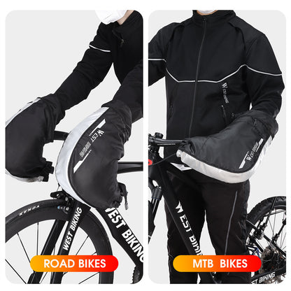 WEST BIKING YP0211232 1 Pair Bicycle E-bike Handlebar Gloves Winter Cycling Windproof Warm Mittens Hand Cover