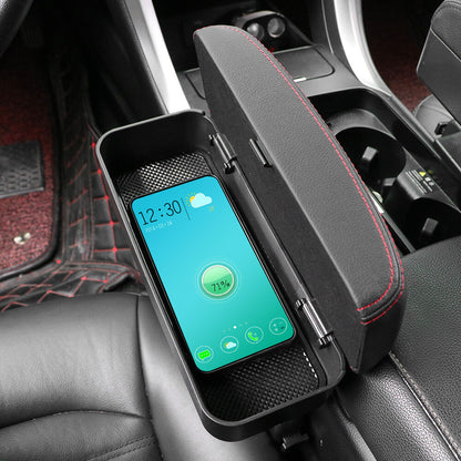 DERANFU Car Center Console Arm Rest Box Elbow Support Seat Gap Organizer Box with Wireless Charging Function