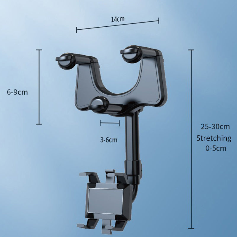 Car Rearview Mirror Phone Holder GPS Rotating Adjustable Telescopic Car Phone Bracket Mount