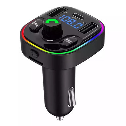 G47 Bluetooth Hands-free Call Car MP3 Player Type-C + Dual USB Ports Phone Charger FM Transmitter with LED Light