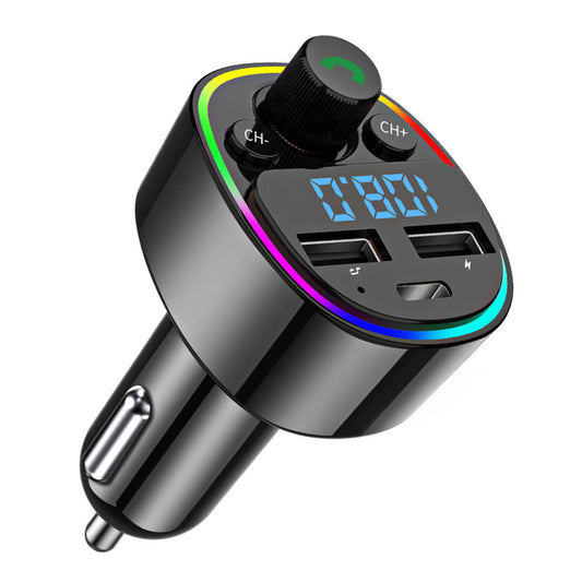 G67 Bluetooth 5.0 Hands-free Call Car MP3 Player Colorful Light Type-C + Dual USB Car Charger FM Transmitter