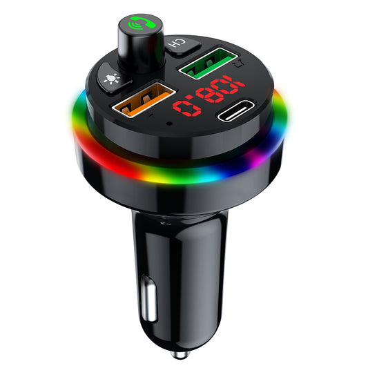 PDF16 Dual USB Car Charger Bluetooth Type-C PD 25W Fast Charging Car Charger Support MP3 Player FM Transmitter