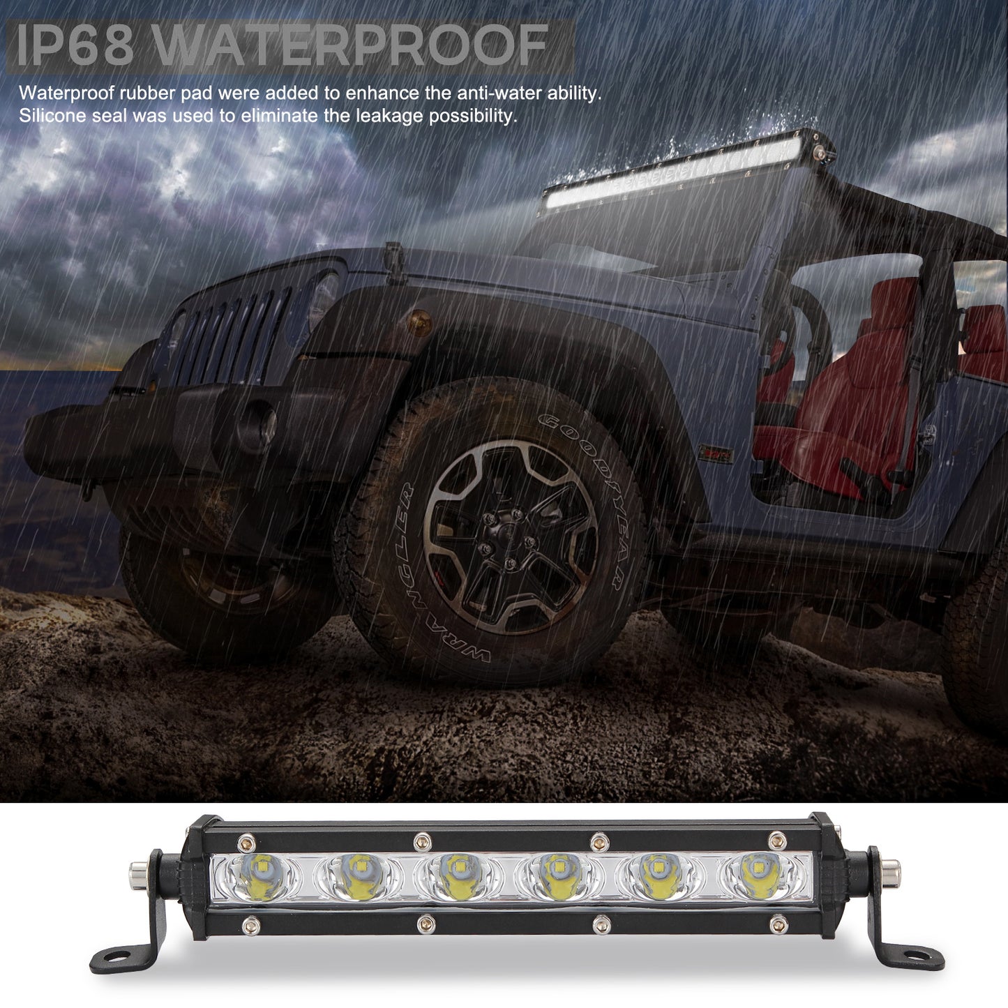 D0003 YSJ 20 inch 54W Ultra-slim Car Truck Tractor LED Work Light Spot Flood Light Waterproof Shockproof Lamp Bar