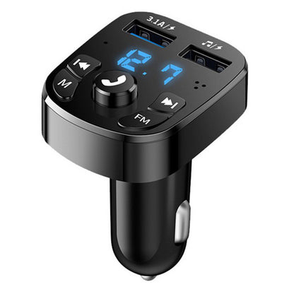 Car Bluetooth 5.0 FM Transmitter Receiver Bluetooth Audio Player Car Kit with Dual USB Ports for U Disk/Phone Charger