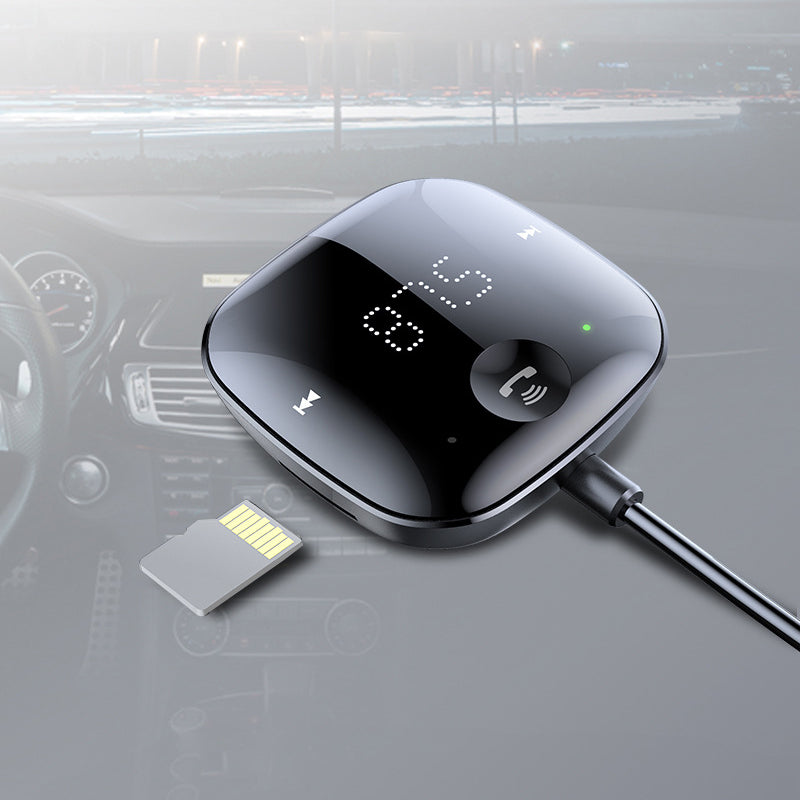 LOHEE S-25 Digital Display Car Bluetooth 5.0 Receiver MP3 Music Player FM Transmitter with USB Spring Cable