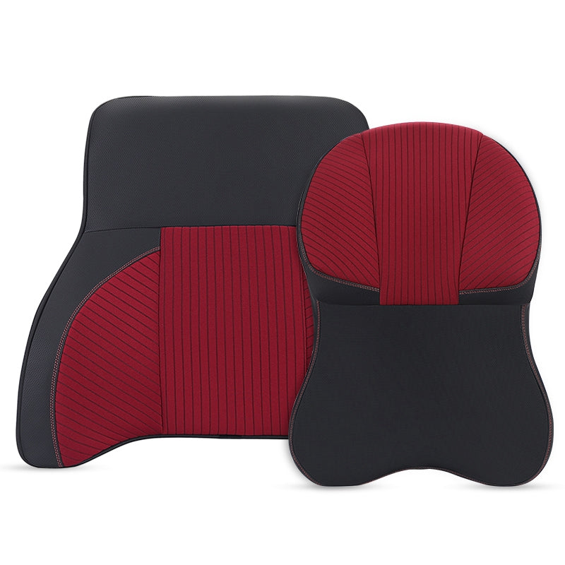 XIONGGUAN TK024AB 2Pcs Car Seat Headrest Neck Pillow + Lumbar Support Cushion Set