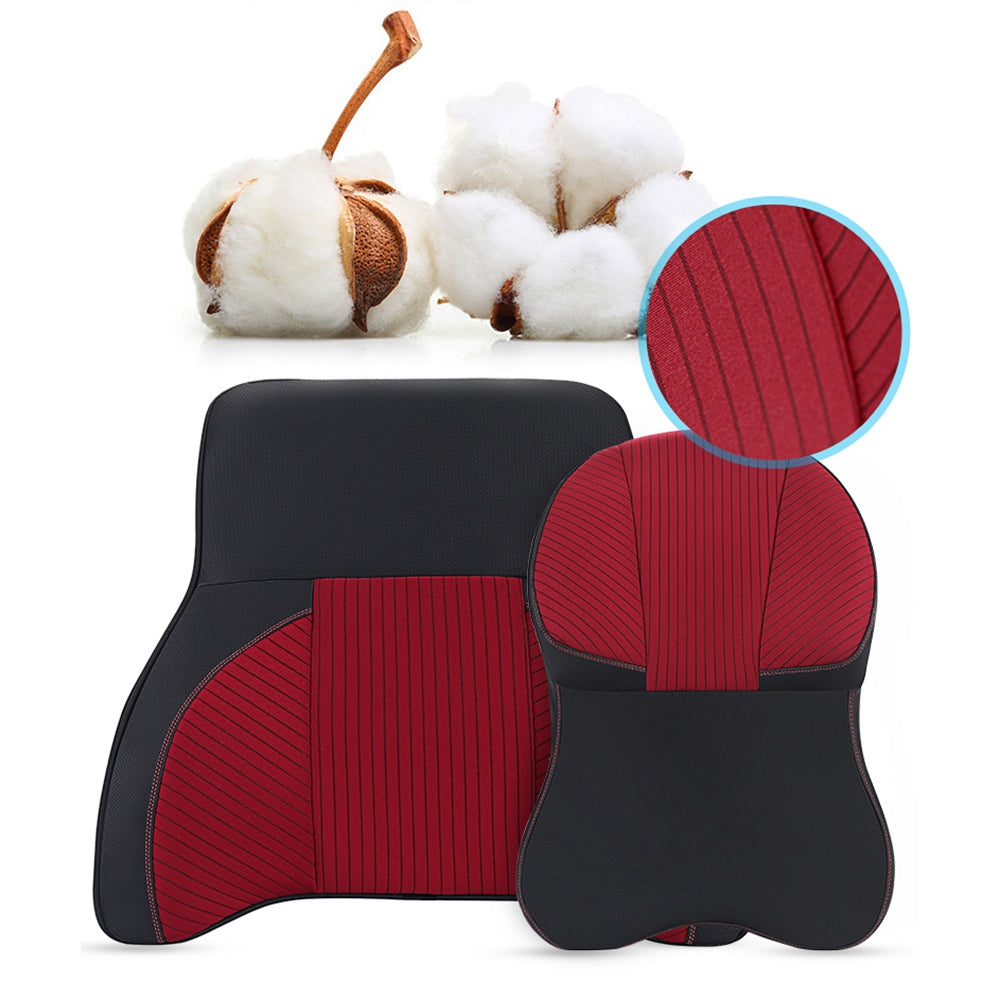 XIONGGUAN TK024AB 2Pcs Car Seat Headrest Neck Pillow + Lumbar Support Cushion Set