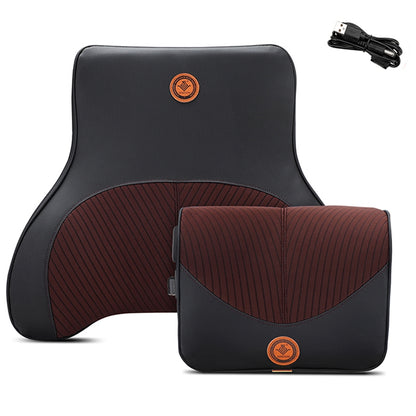 XIONGGUAN TK008AB Electric Massage Lumbar Support Cushion PVX+Mesh Cloth Car Lumbar Cushion with Headrest Pillow for Office Traveling