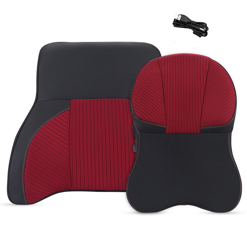 XIONGGUAN TK023AB Lumbar Support Cushion for Car Memory Foam Car Seat Electric Massage Lumbar Support Cushion with Headrest Pillow for Office Traveling