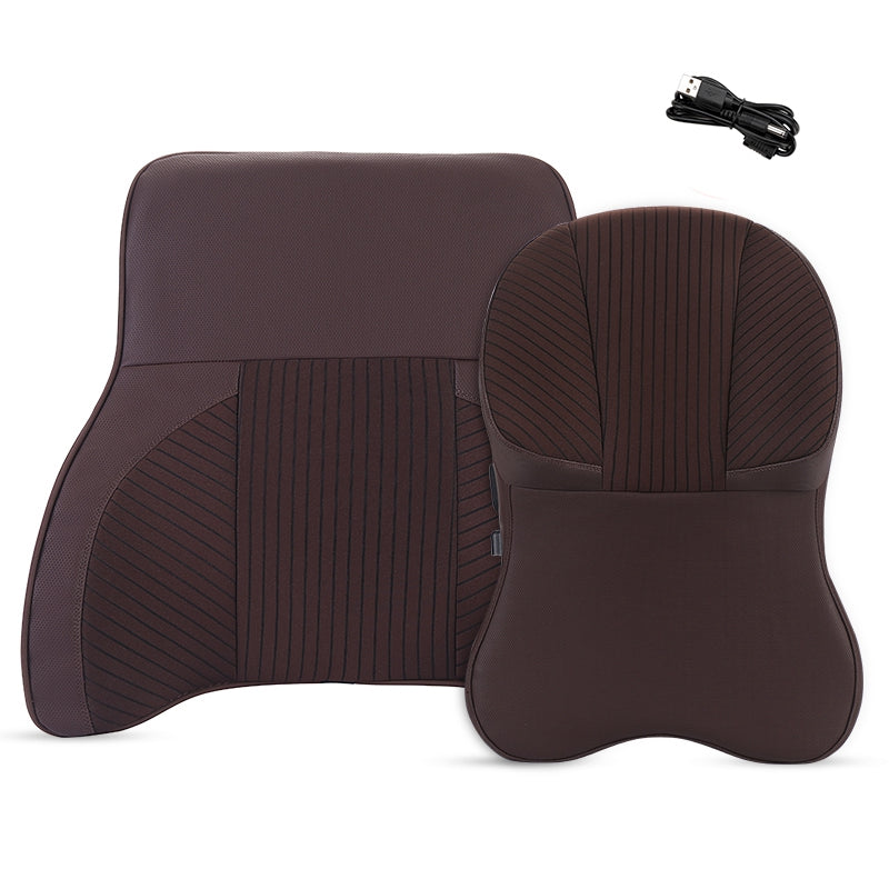 XIONGGUAN TK023AB Lumbar Support Cushion for Car Memory Foam Car Seat Electric Massage Lumbar Support Cushion with Headrest Pillow for Office Traveling