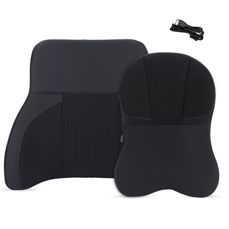 XIONGGUAN TK023AB Lumbar Support Cushion for Car Memory Foam Car Seat Electric Massage Lumbar Support Cushion with Headrest Pillow for Office Traveling