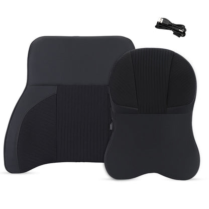 XIONGGUAN TK023AB Lumbar Support Cushion for Car Memory Foam Car Seat Electric Massage Lumbar Support Cushion with Headrest Pillow for Office Traveling