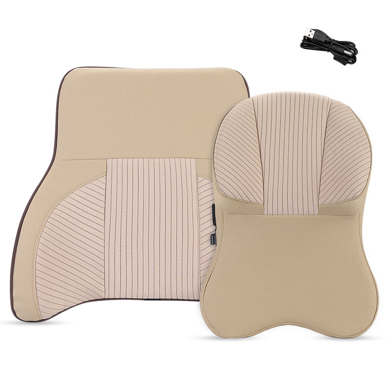 XIONGGUAN TK023AB Lumbar Support Cushion for Car Memory Foam Car Seat Electric Massage Lumbar Support Cushion with Headrest Pillow for Office Traveling