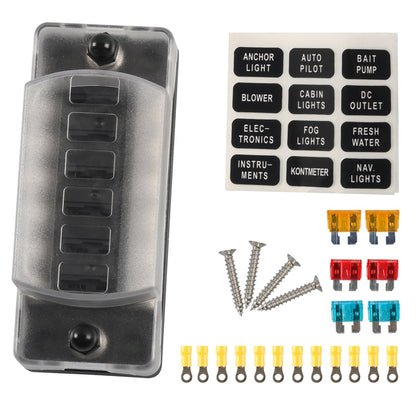 A5626 6-Way ATC Fuse Box Flame Resistant Cover Bolt Connect Terminals Stick Label (without Negative Pole)